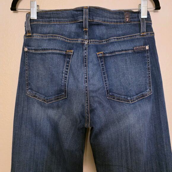 7 For All Mankind Dojo Tailorless Bootcut Wide Flare Leg Jeans Dark Wash 28 - Picture 5 of 10